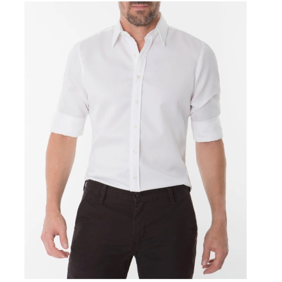 Teddy Stratford White Men's Broadcloth Dress Shirt - Picture 3 of 4